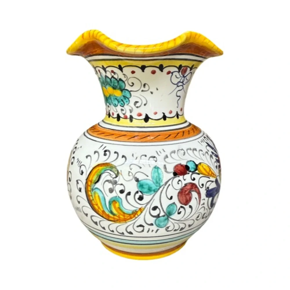 Raffaellesco Style Hand Painted 6” Vase Made in Italy